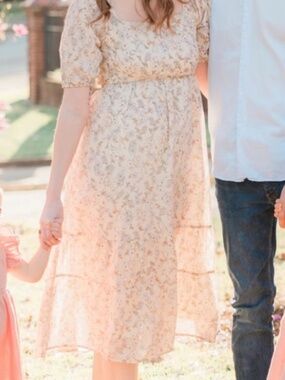 Morning Lavender Floral Tie-back Midi Dress